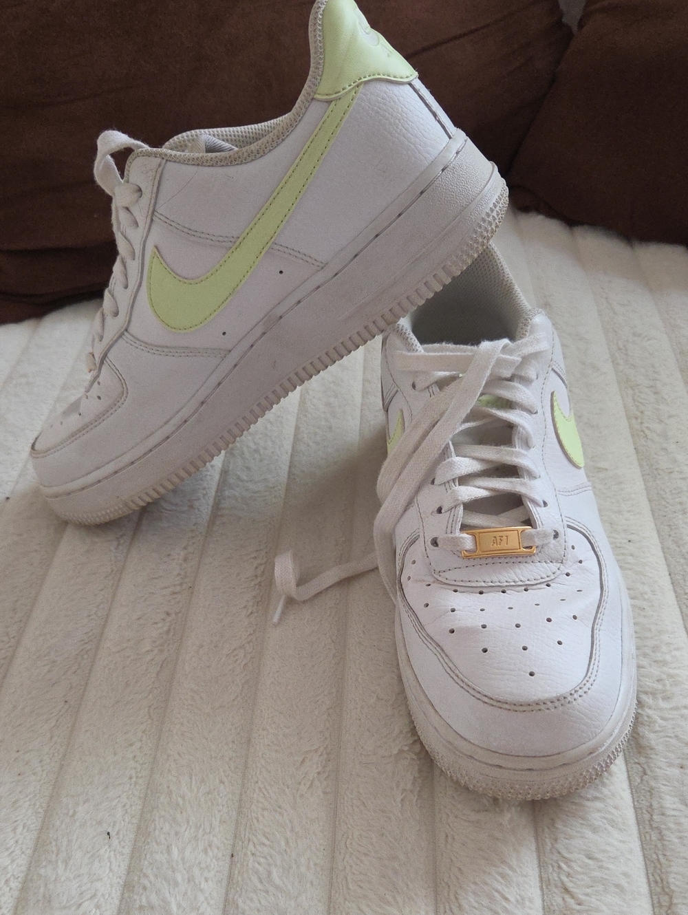 Nike White Air Force 1 with Neon  Swoosh